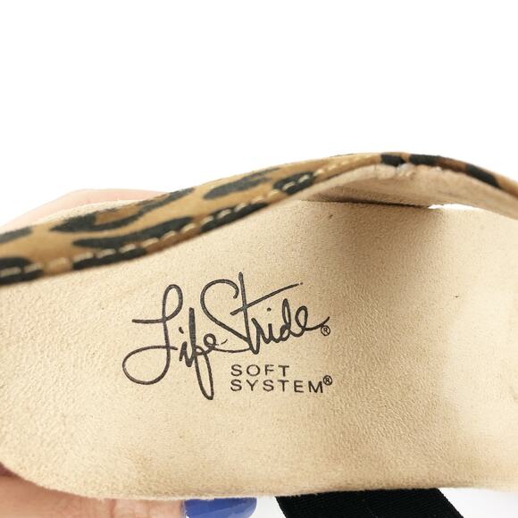 Life Stride Delaney Wedge Sandal Womens 6 WIDE Brown Animal Print Cork NWOB - Picture 12 of 12